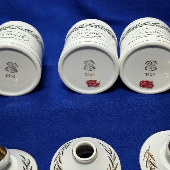 Vintage Lefton Apothecary Vanity Jar Decor Set MCM 1950's 3 Pc Set Lefton 2404 - Picture 10 of 10